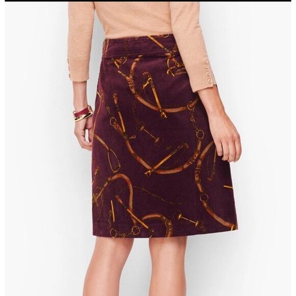 Talbots Equestrian Horsebit A-Line Corduroy Skirt Size 16 Burgundy Preppy Career - Picture 3 of 9